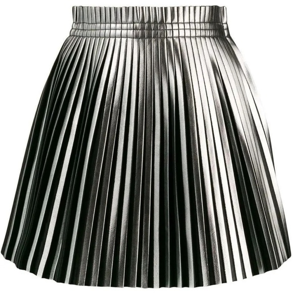 MM6 margínela pleated faux leather silver skirt 38 - Picture 1 of 4